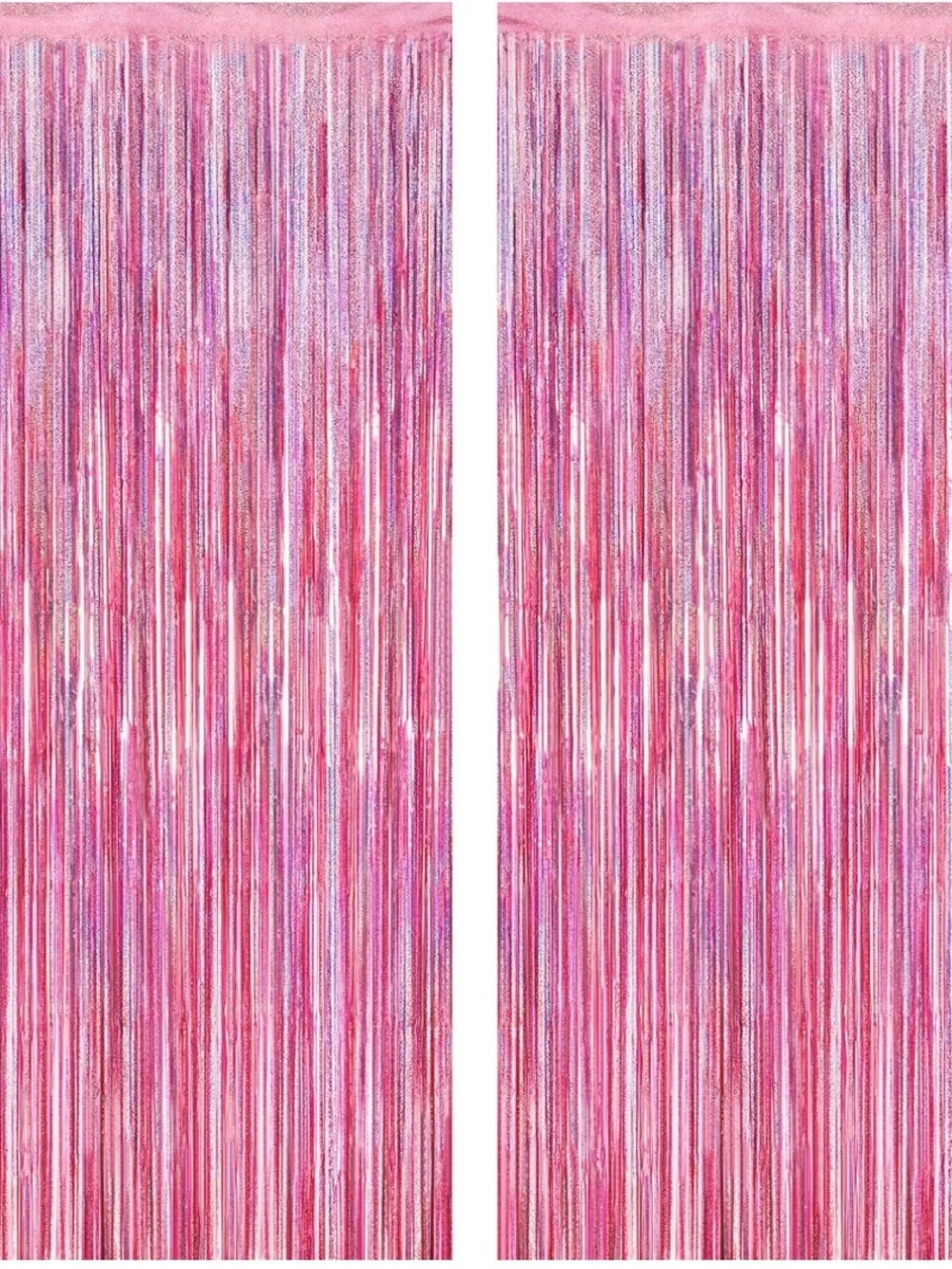Pink Metallic Fringe Curtain Panel Set